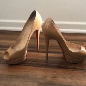 Christian Louboutin Patent Leather Peep Toe Pumps